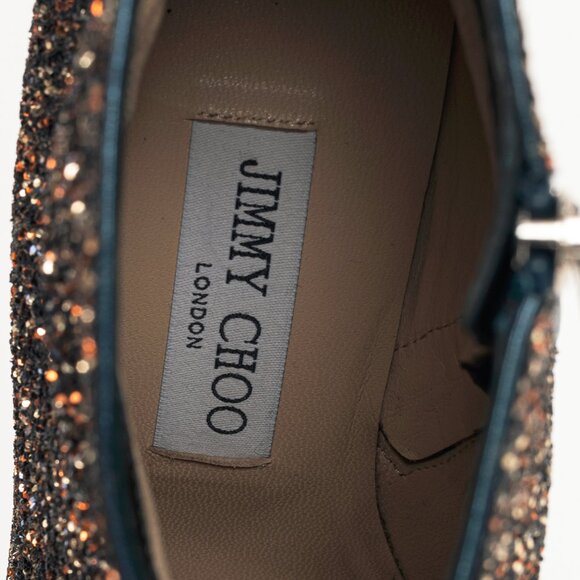 Jimmy Choo Hanover 65 Amethyst Mix Twinkle Glitter Buckled Booties - Picture 10 of 11